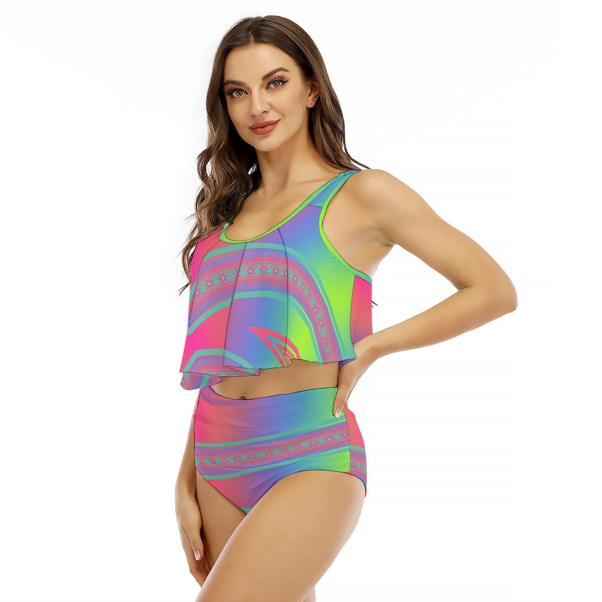 Ruffled Vest Bikini Swimsuit | CWY Neon Moon