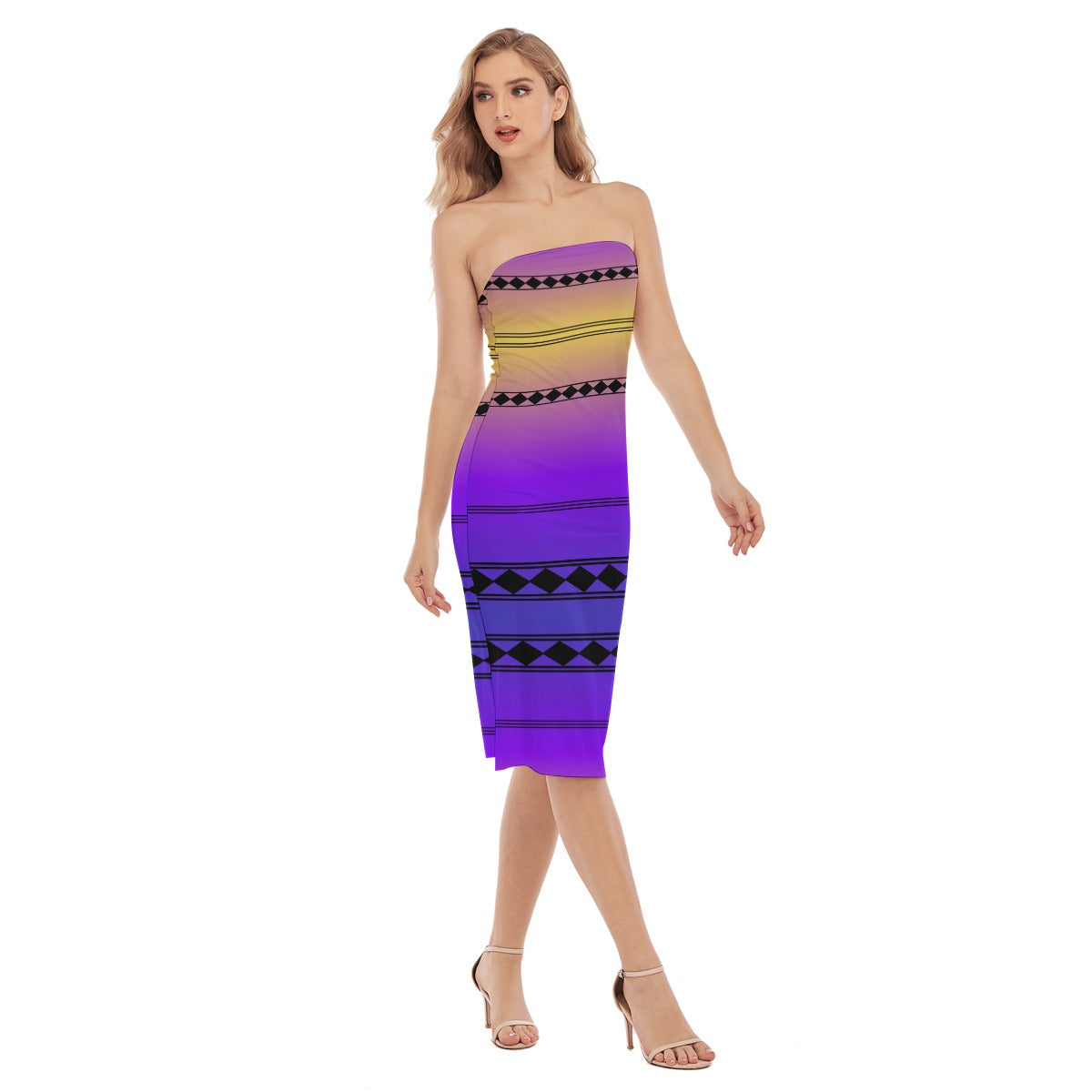 All-Over Print Women's Side Split Tube Top Dress