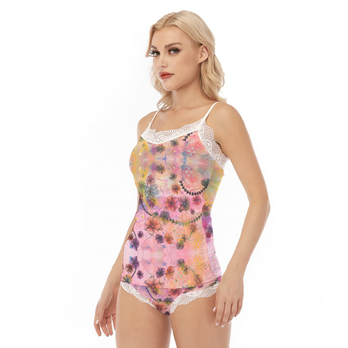 Pajama Set With Lace Edge