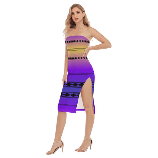 All-Over Print Women's Side Split Tube Top Dress