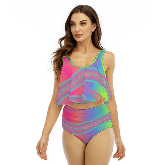 Ruffled Vest Bikini Swimsuit | CWY Neon Moon
