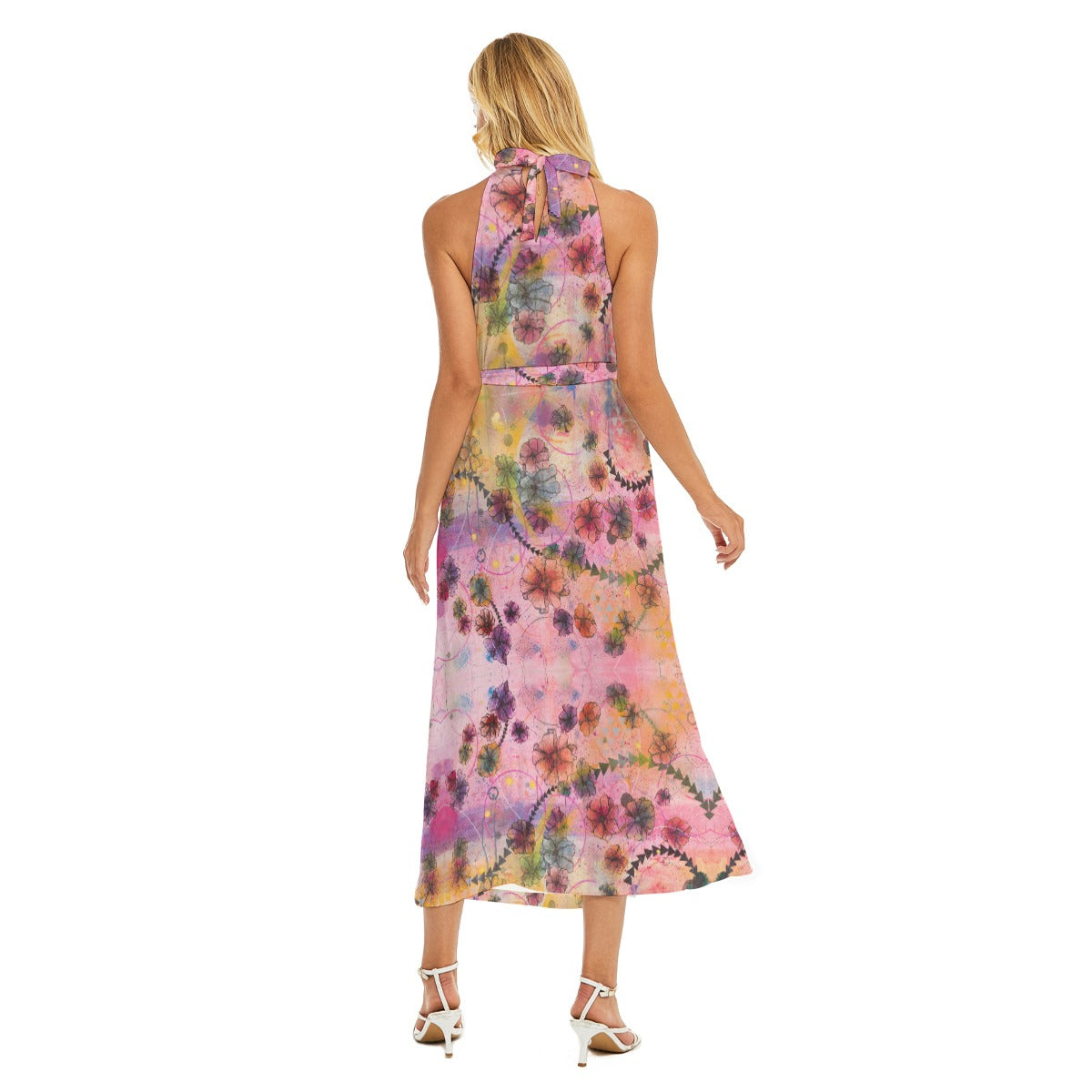 Wrap Hem Belted Halter Dress | The Circle