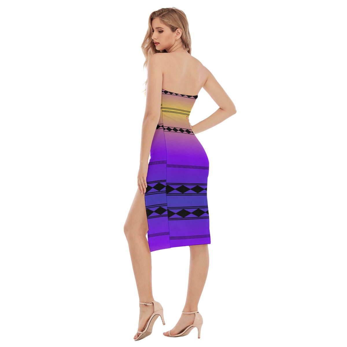 All-Over Print Women's Side Split Tube Top Dress