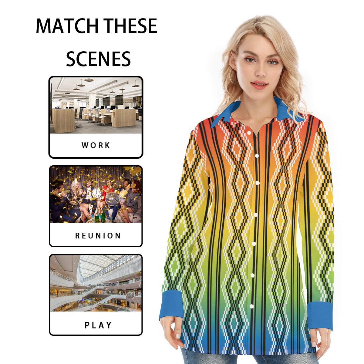 Rainbow Basket All-Over Print Long Shirt