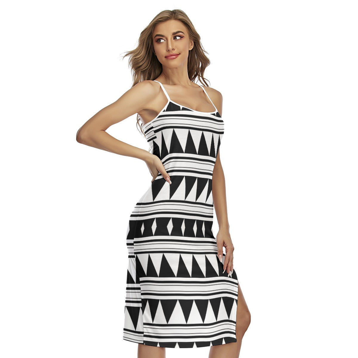 Diamonds • Darts All-Over Print Back Cross Cami Dress