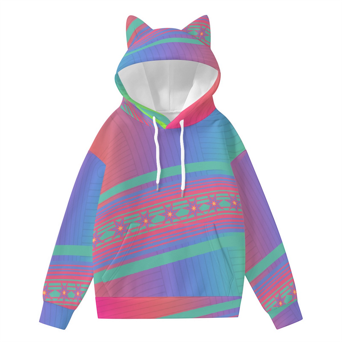 All-Over Print Women’s Hoodie With Decorative Ears