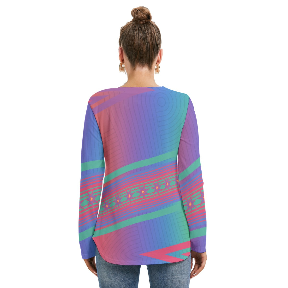Long Sleeve Neckline Tie Shirt | CWY Neon Moon