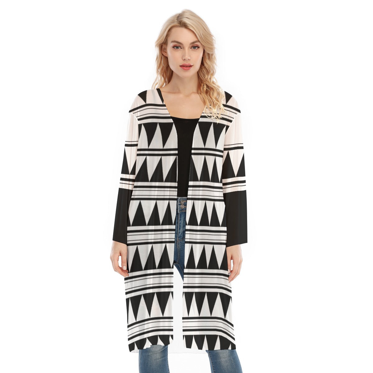 All- Over Print Women's Long Sleeve Mesh Cardigan