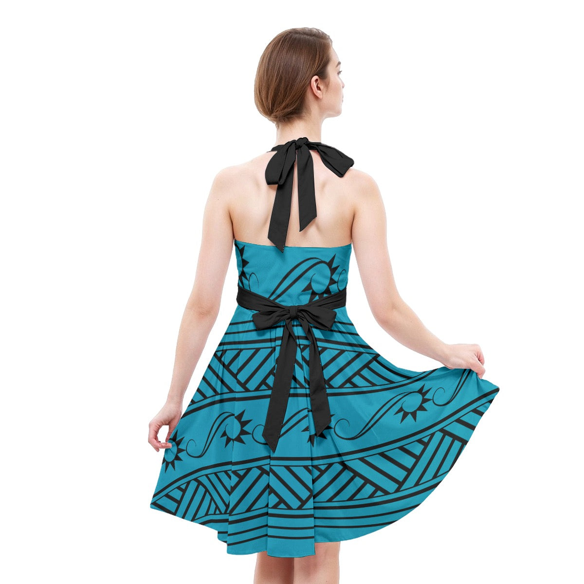 Turquoise Halter Skater Dress