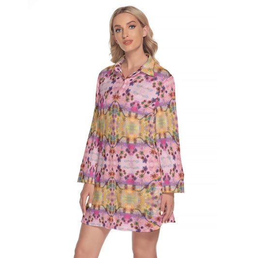 Lapel Shirt Dress With Long Sleeve