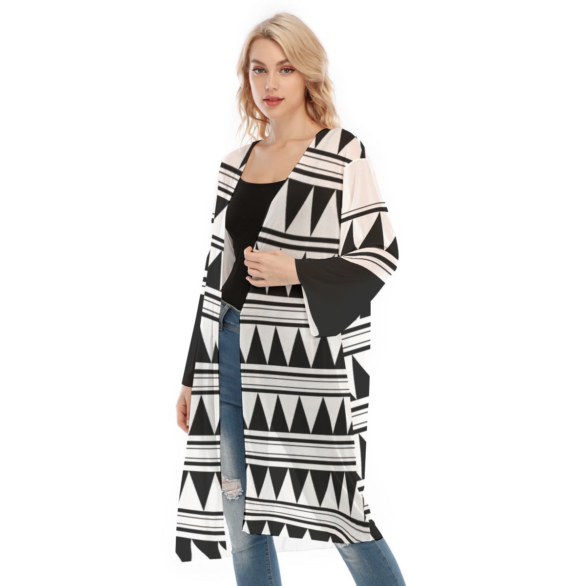 All- Over Print Women's Long Sleeve Mesh Cardigan