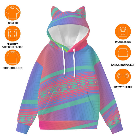 All-Over Print Women’s Hoodie With Decorative Ears