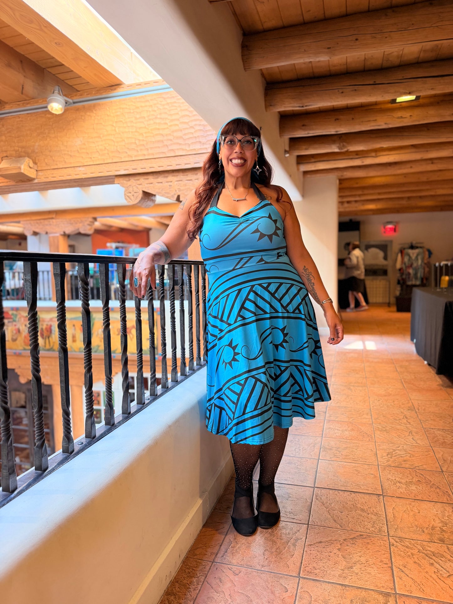 Turquoise Halter Skater Dress